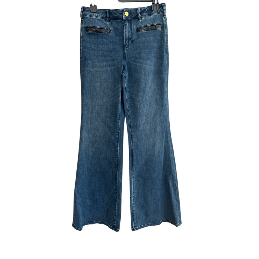 Vintage anthro Pilcro highwaisted flare jeans medium denim front & back pockets2